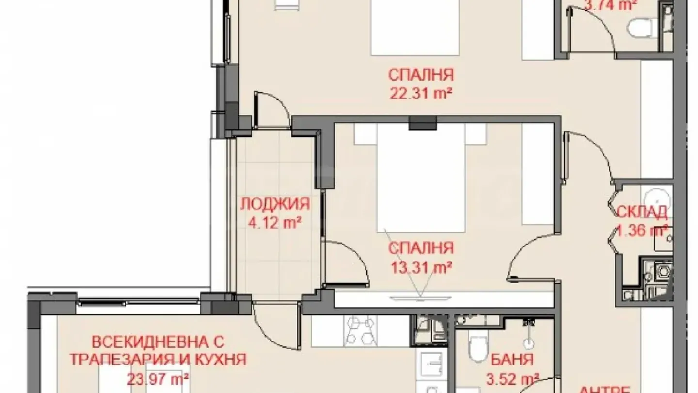 Spacious 3-Bedroom Apartment in New Sofia Building - Image 2