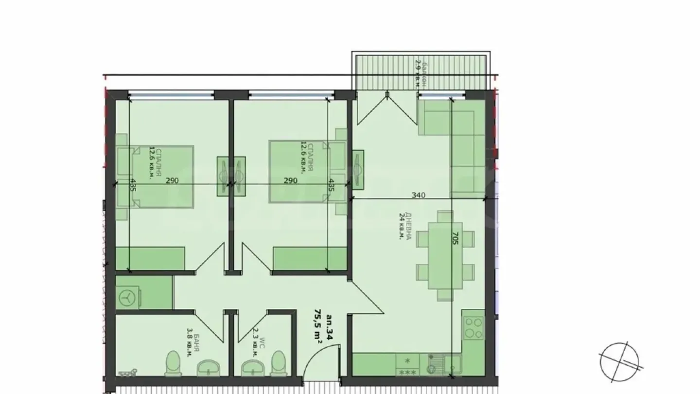 Spacious 2-bedroom apartment in Varna's new district. - Image 4