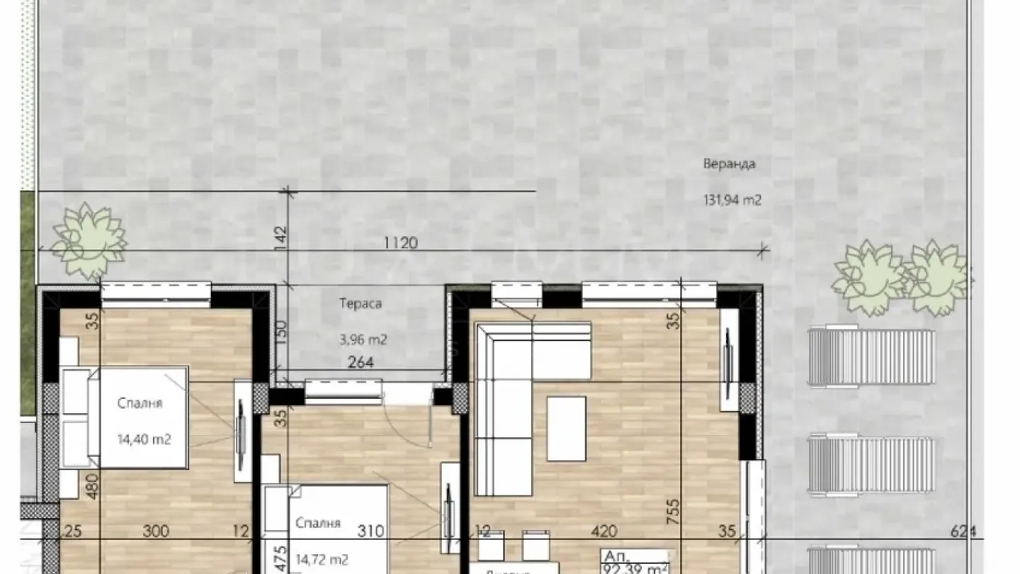 Spacious Ground Floor Apartment with Veranda in Plovdiv - Image 2
