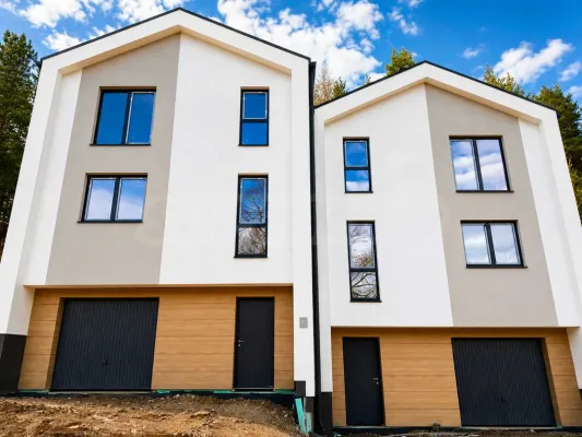 Modern twin house near forest. - Image 1