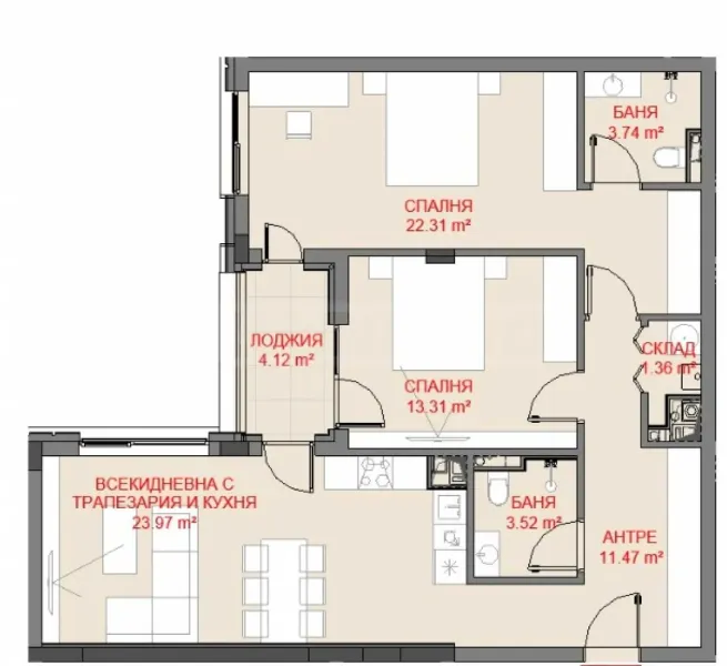 Spacious 3-Bedroom Apartment in New Sofia Building - Image 2