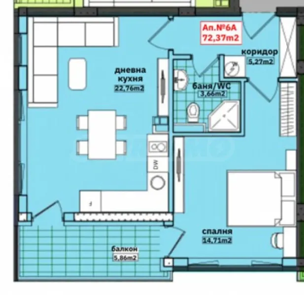 Spacious 1-Bedroom Apartment in New Burgas Building - Image 5