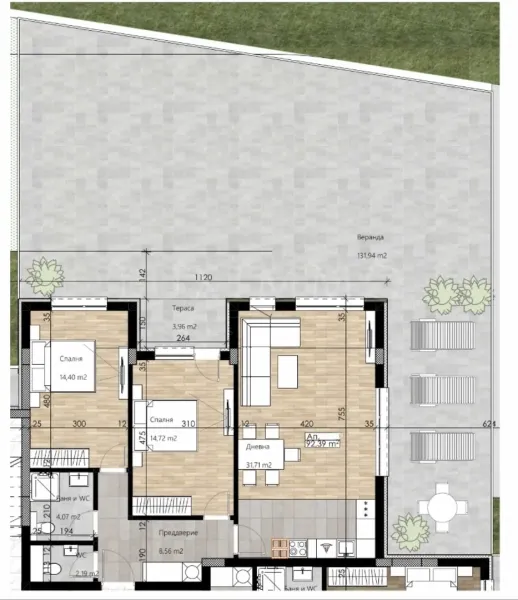 Spacious Ground Floor Apartment with Veranda in Plovdiv - Image 2