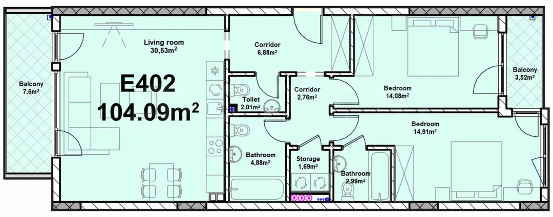Spacious 2BR Apartment - Sofia, New Complex - Image 2
