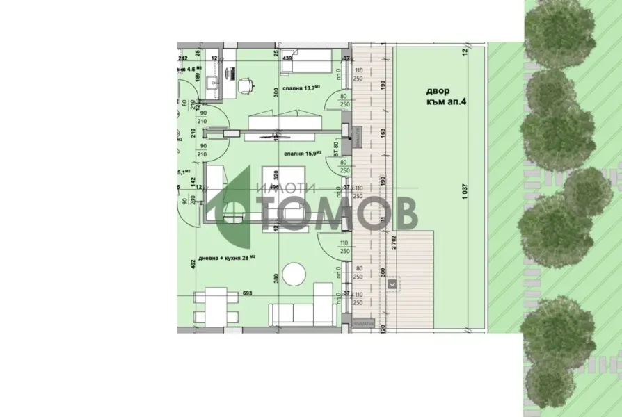 Spacious 3-Bedroom Apartment with Private Courtyard in Stara Zagora - Image 3