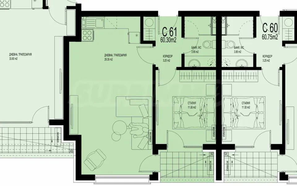 Spacious 2-Bedroom Apartment in Plovdiv Center - Image 3